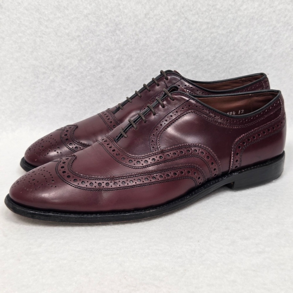 Allen Edmonds McAllister Wingtip 10 D Burgundy Leather Oxford Dress Shoes Vtg